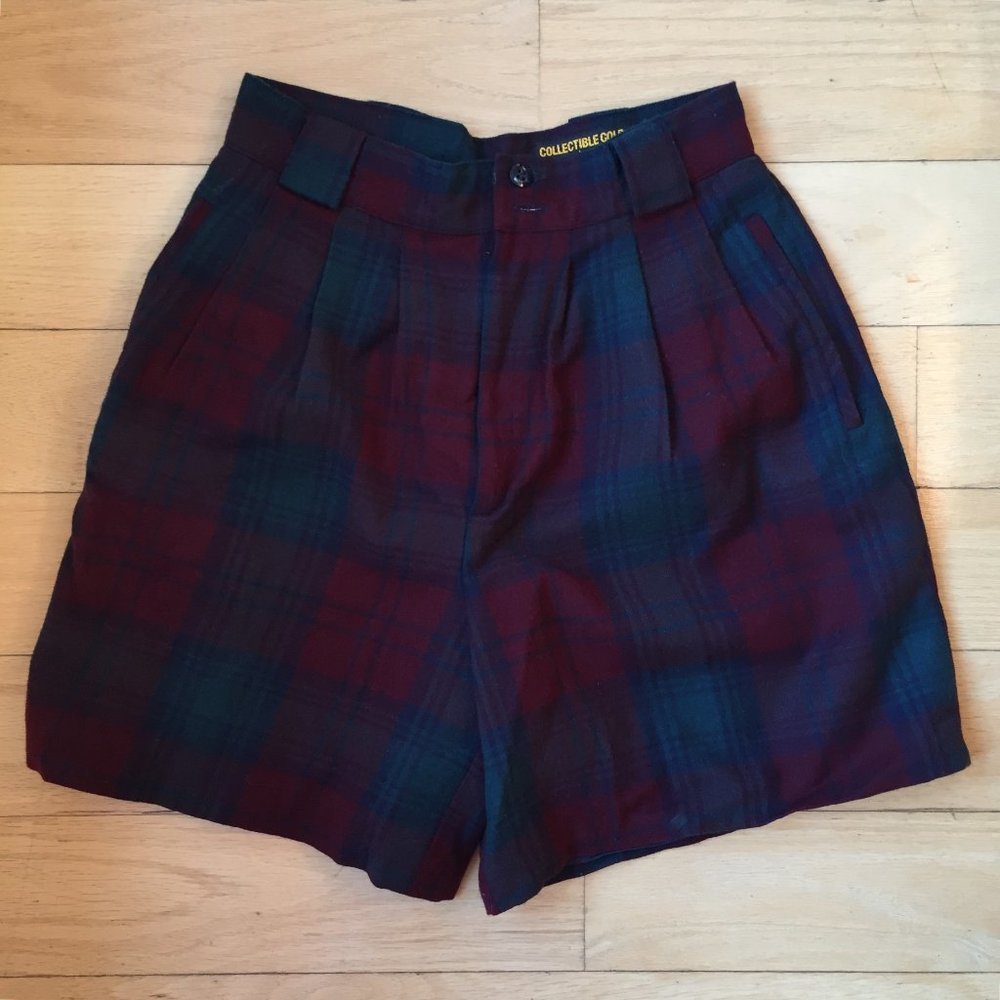 Vintage Plaid Wool Shorts
